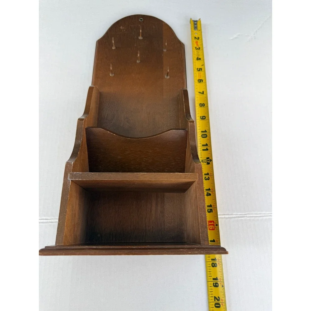 Vintage Woodcrest by Styson Wood Wall Mail Organizer Key Rack Holder Japan 18in